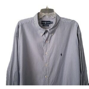 Vintage Ralph Lauren Shirt Mens 18/36- 37 Yarmouth Blue White Pinpoint Oxford
